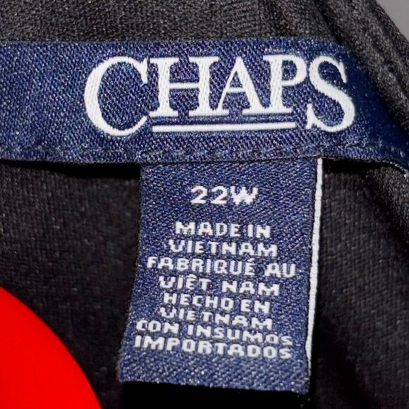 CHAPS Black Faux Wrap Midi Knit Dress with "Leather" sides - Picture 10 of 12